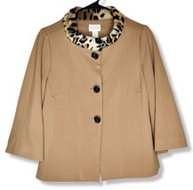 CHICO&#39;S $159 Faux Fur Collar Leopard Swing Jacket Lined Size 0 (Small-4) - £21.96 GBP