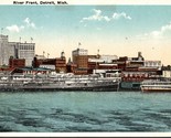 River Front Skyline View Detroit Michigan MI UNP Unused WB Postcard L6 - $5.89