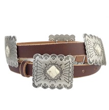 Boho Ranch Women&#39;s Distressed Leather Concho With Stone Belt Size One Size - $40.59