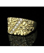 Iced Nugget CZ Pinky Ring Gold Plated Size 5-13 Hip Hop Fashion Jewelry - £6.37 GBP
