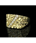 Iced Nugget CZ Pinky Ring Gold Plated Size 5-13 Hip Hop Fashion Jewelry - £6.38 GBP