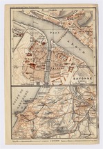 1914 Antique City Map Of Bayonne Baiona / Basque Country / Gascony / France - £17.22 GBP
