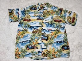 Go Barefoot Beach Cars Woodies/Canoes Beach House Hawaiian XL Shirt VTG ... - $11.82