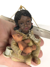 Black Girl Child African American Christmas Ornament Holiday Time Bear 3... - $9.49