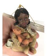 Black Girl Child African American Christmas Ornament Holiday Time Bear 3... - $9.49