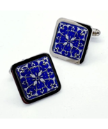 Unique CORDOBA HEARTS TILE CUFFLINKS chrome BLUE spain SPANISH gift boxe... - €13,29 EUR