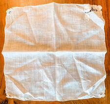 RETRO FRANSHAW vtg 1950s  Linen Madeira HANKIE Clovers Ivory Solid New w... - $16.78