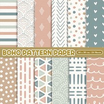 24 Pcs Boho Pattern Paper 12 Designs Folded Flat Scrapbook Paper Double ... - $29.99