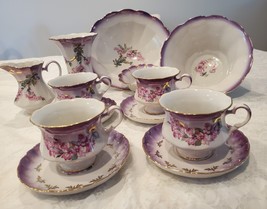 Unique LILAS Luster Porcelain Tea Set for 6 Ukraine HAND PAINTED Golden Pattern  - £83.09 GBP