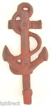 Cast Iron Wall Hook Red Ships Anchor 5.25&quot; Tall Nautical Wall Decor Towel Coat - £6.13 GBP