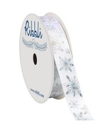 Silver Snowflake Ribbon,5/8 Inch,10-Yard Spool, Iridescent Silver Snowfl... - £15.66 GBP