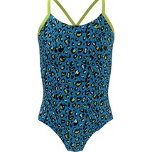 Nike Girls Crossback One Piece Swimsuit Cheetah Blue ( XL ) - £69.63 GBP