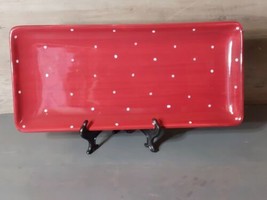 Laurie Gates Holiday Treats Appetizer Plate Polka Dots 15.25x7 - $29.26