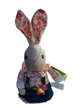 Fabric Bunny Holding A Flower Embroidered Table Top Decor 10 Inches Tall - $36.09