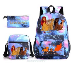 Disney Lion King Backpack 3pcs School Bags Cartoon Kids Mochilas Capacity Laptop - £36.47 GBP