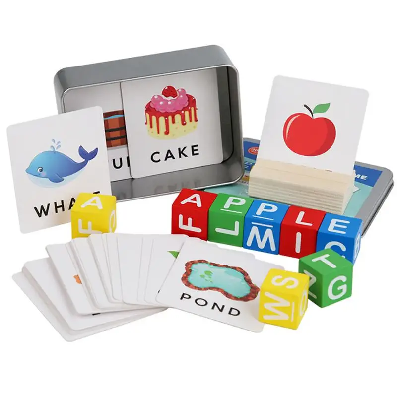 Alphabet Number Flash Cards Alphabet Learning Cards With Colorful Wooden Blocks - £11.57 GBP+