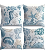 Outdoor Throw Pillow Covers - Set of 4 - Costal Decor Pillow Cases - Bea... - $730.49 MXN