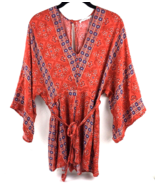 Nordstrom Red Romper All in Favor Small Ikat Floral V-neck Kimono Sleeve - €15,92 EUR