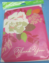 10 Pink Floral Thank You Cards &amp; Envelopes Blank Inside Hallmark Stationery - $10.95