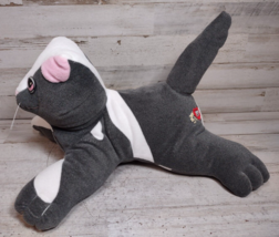 Vintage Tonka Pound Puppies PURRIES Plush Cat Stuffed Toy Black White 1985 12&quot; - $12.34