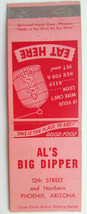 Al&#39;s Big Dipper - Phoenix, Arizona Restaurant 20 Strike Matchbook Cover AZ West  - $2.00