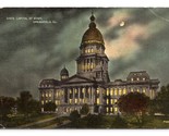 Stato Capitol Notte Vista Springfield Illinois Il Unp DB Cartolina P1 - $4.04