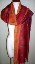Red weaved shawl,scarf mix Babyalpaca wool and Silk - £71.05 GBP