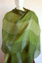 Green weaved shawl,scarf of Babyalpaca wool with Silk - $89.00