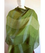 Green weaved shawl,scarf of Babyalpaca wool with Silk - £70.57 GBP