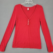 Old Navy Women Pajama Top Size L Red Preppy Deep V-Neck Classic Long Sleeve - £7.33 GBP