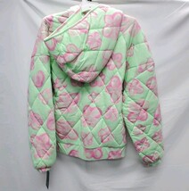 Wild Fable Small Hooded Quilt Jacket Coat Lightweight Floral Mint Green Pink  image 3
