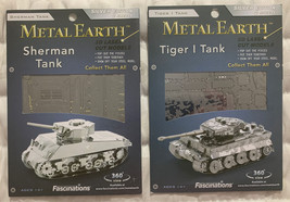 Fascinations Metal Earth 3D Laser Cut Model Military Sherman Tank &amp; Tiger I Tank - £14.35 GBP