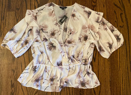 NEW EXPRESS Women’s Floral Faux Wrap Blouse Size Large NWT - $29.69