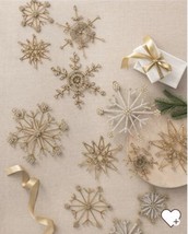 GOLD ANTIQUE SNOWFLAKES CHRISTMAS TREE ORNAMENTS SET 12 PCS HANDCRAFTED - £217.11 GBP