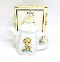 Vintage 1994 Precious Moments Boy With Lights Teapot  Hanging Ornament - $19.31