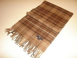 Brown checked shawl,scarf made of Babyalpaca wool  - £54.52 GBP