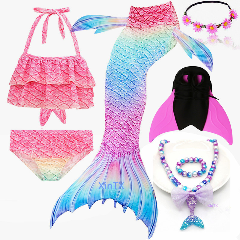 2020 NEW Mermaid Tails Girls Holiday Costume Bathing With Fin Suit for Kid Adult