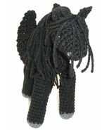 Plush Stuffed Pegasus Winged Horse Solid Black with Spreadable Wings, Cr... - £28.04 GBP