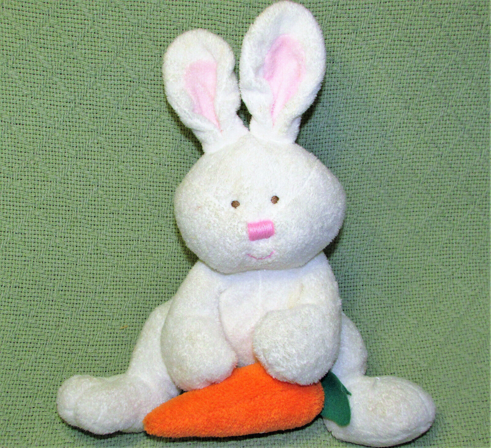 TY PLUFFIES WHITE BUNNY SNACKERS PLUSH STUFFED ANIMAL RABBIT WIT CARROT BABY TOY - $8.99