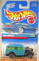 1997 Vintage Hot Wheels Collector #217 &#39;40s WOODIE Teal/Black w/Chrome 5 Dot Sp - £6.19 GBP