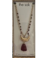 The Sak 16” Layered Necklace W/3” Extender Goldtone Red Pendant Gold Hal... - €12,84 EUR
