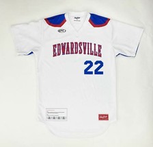 Rawlings Edwardsville Little League V-Neck Baseball Jersey Mens L White Red Blue - $37.62