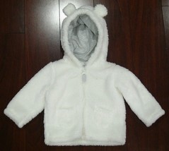 Carter&#39;s White Polar Bear Bunny Ear Hooded Coat Fleece Jacket Baby Girl 6 Months - £19.31 GBP