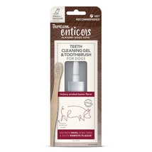 TropiClean Enticers Teeth Cleaning Gel &amp; Toothbrush for Dogs Hickory Smoked Baco - £12.62 GBP