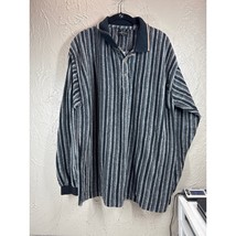Consensus Long Sleeve Mens Blue Polo Shirt Striped Classic Retro Size XL - $557.80 MXN