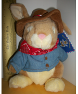 Troll Plush Toy Grumpy Bunny Stuffed Animal Rabbit Cowboy Western Hat Ou... - $25.91 CAD