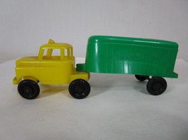 Vintage WANNATOY Plastic Truck with Trailer 1970&#39;s 1960&#39;s Yellow Green - £5.44 GBP