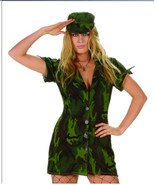 Camouflage Mini Dress and Hat, Soldier Army Uniform Costume Dress Size M... - £32.14 GBP