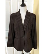 CHAPS Dark Brown/Beige Pinstripe Lined Wool Dress Jacket w/ Pockets (10) NEW - $29.30