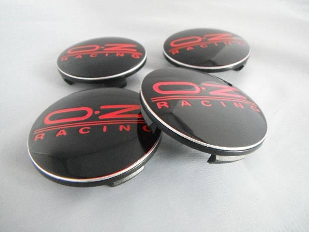 Set of 4 - OZ Racing Wheel Center Caps Black&red